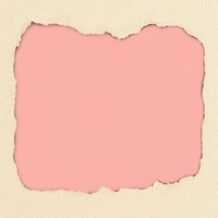 Beige ripped paper frame background, pink design psd