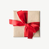 Gift wrapped with a red ribbon psd
