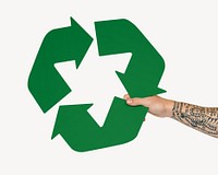 Hand holding recycle sign isolated image