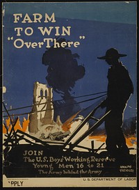 Farm to win "over there" - Join the U.S. Boys' Woking Reserve Young men 16 to 21 - The army behind the Army Adolph Treidler ; Government Printing Office.