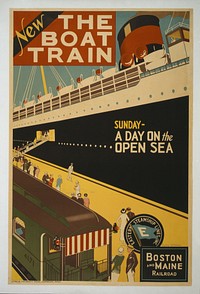 New. The boat train. Sunday - a day on the open sea  Charles W. Holmes ; Litho. by University Press, Cambridge, Mass.