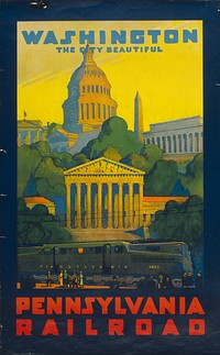 Pennsylvania Railroad - Washington, the city beautiful (1940) poster by Grif Teller. Original public domain image from Library of Congress. Digitally enhanced by rawpixel.