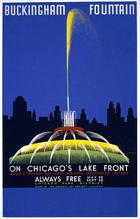 Buckingham Fountain on Chicago's lake front, world's largest and most beautiful illuminated fountain ...  Buczak.