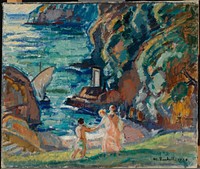 Rocky shore in the sun, porto fino, 1920, by Magnus Enckell