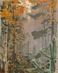 Autumn landscape (1911)  oil painting by Akseli Gallen-Kallela. 