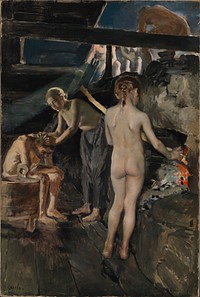 In the sauna, 1889, by Akseli Gallen-Kallela