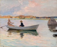 Girls in a rowing boat, 1886, by Albert Edelfelt