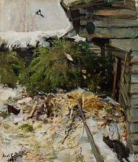 Spruces in a farmyard, 1887, by Akseli Gallen-Kallela