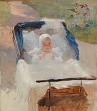 The artist's son erik in a pram ; the artist´s son erik in his perambulator, 1889, by Albert Edelfelt