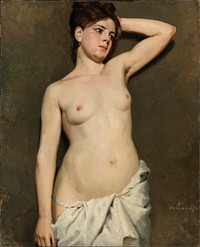 Female nude, academy study, 1874, by Albert Edelfelt