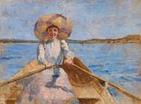 Woman rowing, sketch, 1892, Maria Wiik