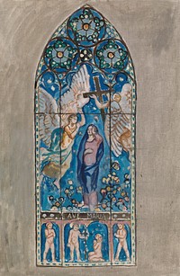 Ave maria, sketch for a stained glass window in pori church, 1924, by Magnus Enckell
