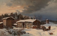 Winter landscape with farmhouse in häme, 1866, Hjalmar Munsterhjelm