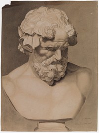 Plaster bust of a mythological male figure, academy study, 1867, Oscar Kleineh