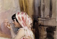 A smoking girl, study from spain, 1881, by Albert Edelfelt