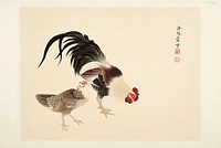 Cock and hen, Rosetsu Nagasawa