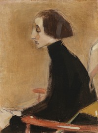 The seamstress, half-length portrait (the working woman), 1927, Helene Schjerfbeck