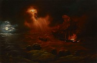 Burning steamboat, Marcus Larson