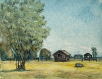 Barn (1930) oil painting by Juho Mäkelä.