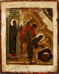 The decapitation of st. john the baptist, russian icon, 1500 - 1599, Tekijä Ei Tiedossa