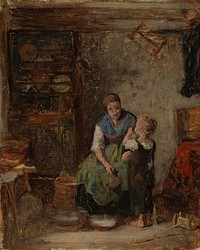 A boy being given milk, 1869, Karl Emanuel Jansson