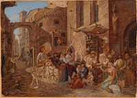 Street view in rome, 1823, by Alexander Lauréus