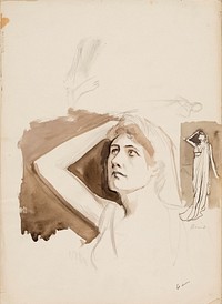 Aino ackté as alcestis, sketch, 1900part of a sketchbook, by Albert Edelfelt