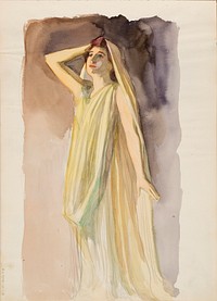 Aino ackté alcestena, kokovartaloluonnos, 1900part of a sketchbook, by Albert Edelfelt