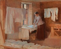 Woman ironing, study for the washerwomen, 1888, by Albert Edelfelt