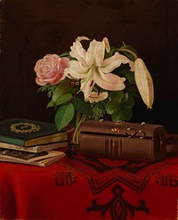 Still life on a lady's worktable, 1868, by Ferdinand von Wright