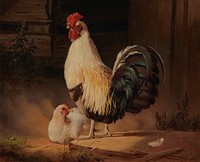 Cock and hen, 1867, by Ferdinand von Wright