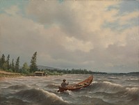 A savo boat on a lake, 1879, by Ferdinand von Wright