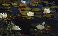 Water lilies, study for the youth and a mermaid, 1896, by Albert Edelfelt