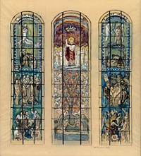 Sketch for the chancel stained glass window in turku cathedral, 1923, by Magnus Enckell