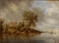 River landscape with the ruins of egmond castle, 1641, Salomon Jacobsz Van Ruysdael