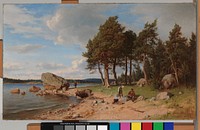 Fishermen on the shore, 1865, Berndt Lindholm