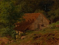 Rakennuksia metsässä, harjoitelma, 1856, Werner Holmberg