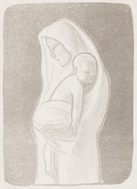 Mother, a fragment from the tampere cathedral altar fresco, 1907, by Magnus Enckell