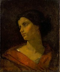 Head of a woman, study, 1835 - 1861, Thomas Couture