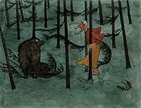 Fear in the woods, 1896, by Hugo Simberg