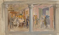 Aurora-seura, harjoitelma helsingin yliopiston seinämaalaukseksi, 1915 - 1916, by Akseli Gallen-Kallela