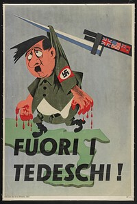 Fuori i tedeschi! Vintage propaganda poster from World War 2.