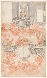 Design for a Painted Ceiling and the Decoration of a Short Wall Illustrating the Seasons