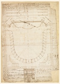 Theatro Filarmonico (Philharmonic Theater) of the Accademia Filarmonica (Philharmonic Academy), Auditorium and Main Entrance Elevation, Verona, Italy, Jeanjoseph Chamant