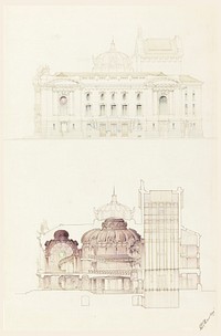 Elevation and Cross-Section of an Opera House