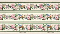 Scrolling polychrome passion flower floral garlands