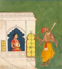 Woman gazing at warrior