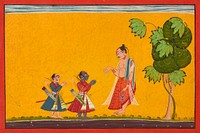 Rama and Lakshman with the sage Vishvamitra, from a Ramayana