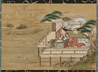 Murasaki Shikibu composing the Tale of Genji at Ishiyamadera, Gakutei Harunobu