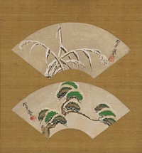 Snow-laden grasses and Snow-laden pine branches, Ogata Kenzan